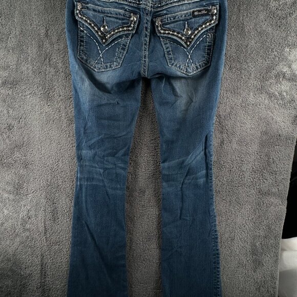 Miss Me Signature Rise Boot Cut Blue Denim Jeans Back Flap Pockets Women 26 - Picture 13 of 16